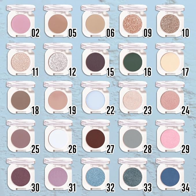HHLTOH Light Blue White Single Eyeshadow Makeup, Neutral Powde Eye Shadow for Women, Light White Matte Singles Eyeshadow Palette Pigmented Waterproof,sombras para ojos, Girls Christmas Eyeshadows Gift