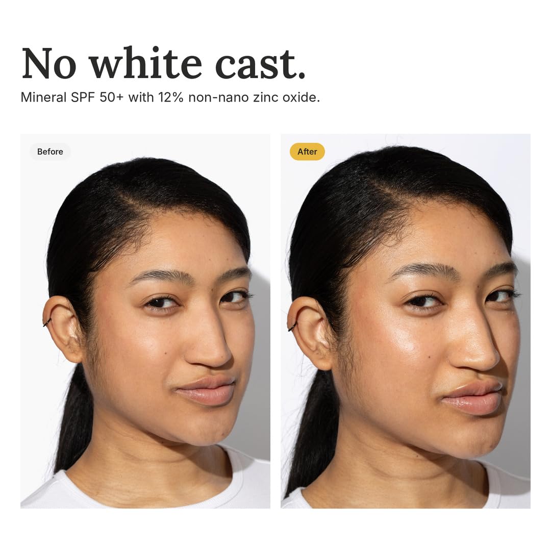 Mineral SPF 50+ Face Moisturizer with Non-Nano Zinc Oxide + Squalane | 2-in-1 Daily Moisturizer & Sunscreen | No White Cast | Reef Safe, Fragrance-Free | Morning Person Beauty