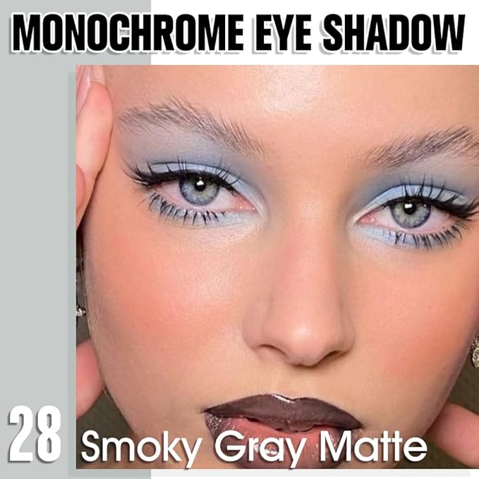 QIDSTERS Smoky Gray Matte Single Eyeshadow, Lightweight Blendable Mini Eye Shadow for Older Women, Monochrome Eyeshadow Palette Makeup Pigmented Waterproof, Vegan & Cruelty-Free, 28