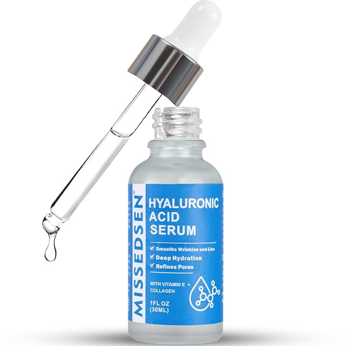 Hyaluronic Acid Serum with Collagen Vitamin E Oil for Skin Care, Hydrating, Brightening Serum for Face Anti Aging for All Skin Types Daily Use 1Fl oz