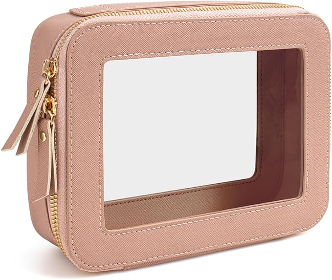 FFpaw Clear American Mahjong Tile Bag, Makeup Bag Travel Cosmetic Organizer Case Waterproof Skincare Toiletry Bag with Zipper Portable Make Up Pouch Compact Car Organizer Bag for Essentials