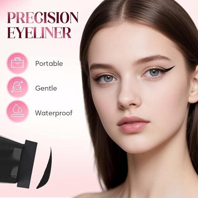 REATIFUL Rotating Eyeliner Stamp Pen,Foldable Winged Eyeliner Stamp,Wing eye liner stamp,Smudge Proof & Waterpoof Eye Liner,Easy Eye Stencil Makeup Tool (2PCS-Black)