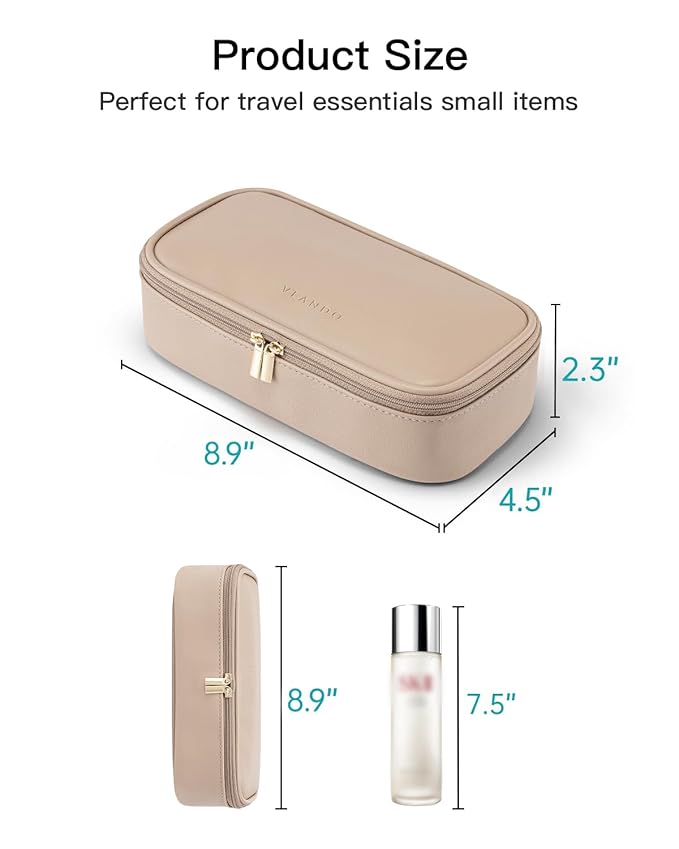 VLANDO Travel Makeup Bag with Separate Brush Storage,Toffee