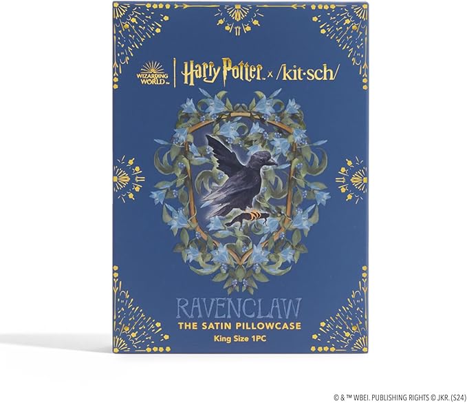 Kitsch & Harry Potter Satin Pillowcase W/Zipper - Size 19x36, Ravenclaw