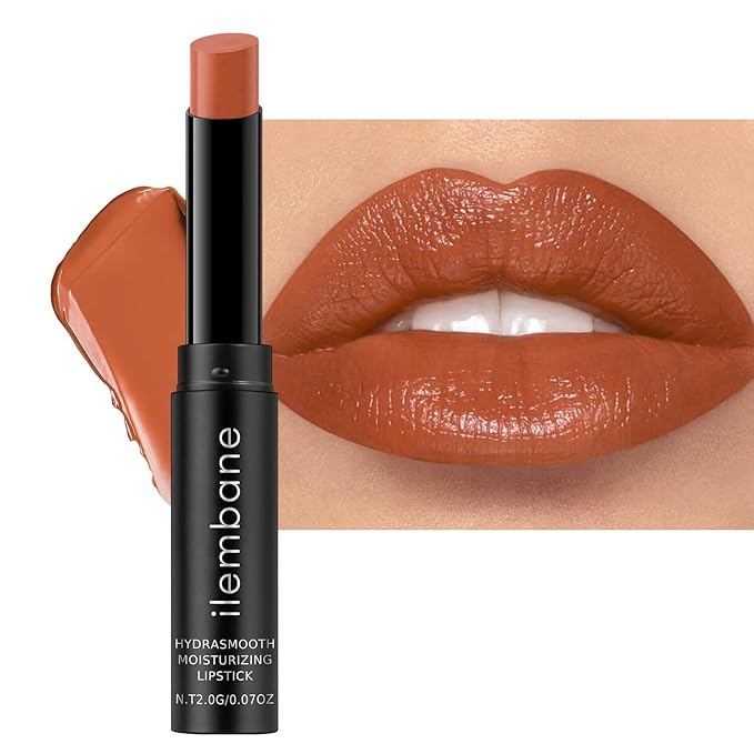 ilembane Hydrating Tinted Lipstick, Latte Brown Glossy Lip Balm - Latte