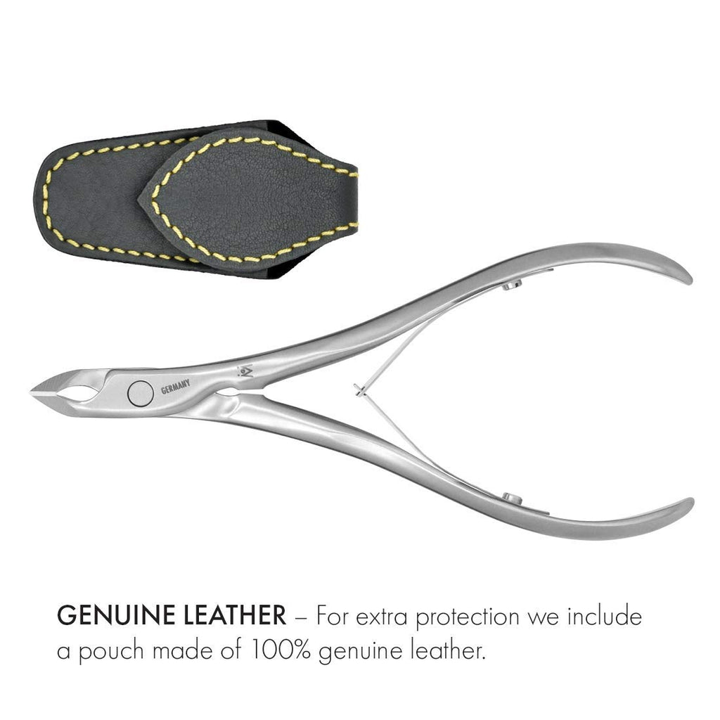 GERMANIKURE Standard Professional Cuticle Trimmer - 1/2 Half Jaw Nipper - Ethically Made in Germany - FINOX Stainless Steel Sharp Cuticle Remover in Leather Case – Manicure Tool, r175, 5mm