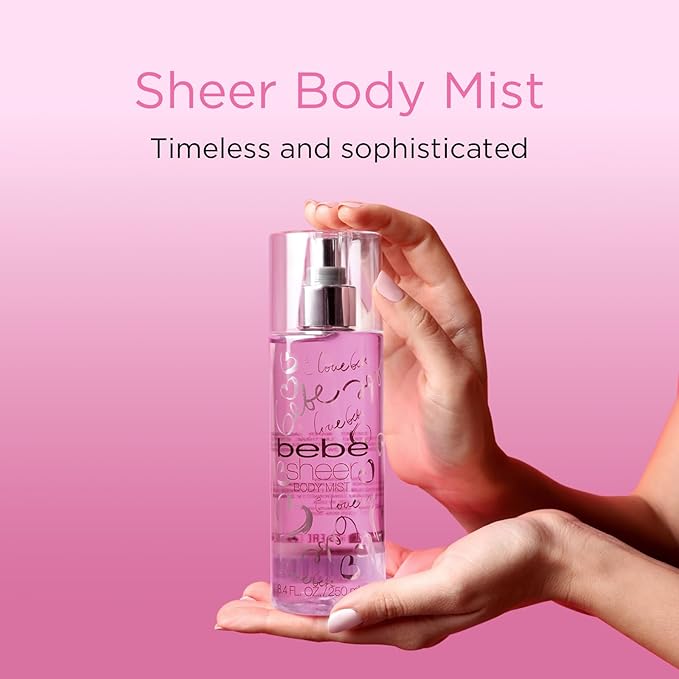 bebe Sheer Body Mist - Sensual and Flirtatious Women's Fragrance with Citrus Cocktail, Pink Peony, and Sandalwood Notes - 8.4 oz Body Mist
