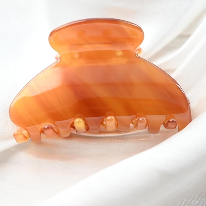 Prettyou Handmade Celluloid Acetate French Design Barrettes Tortoise Shell Claws Hair Claw Luxury Fashion Accessories Hair Clip for Women (amber)