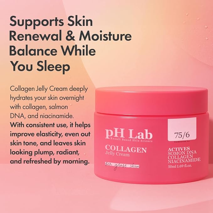 PhLab Collagen Jelly Cream, Boosts Skin Elasticity, Provides Glowing, Hydrating and Plump with Salmon DNA, 1.69 Fl Oz