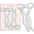 JIRIS 2PCS 5.5Inch Bow French Hair Pins Large U-Shaped Pins for Women and Girls Fashion Metal Hair Pin French Twist Hair Pins for Buns, Updos,Stylish and Functional(set5-silver)
