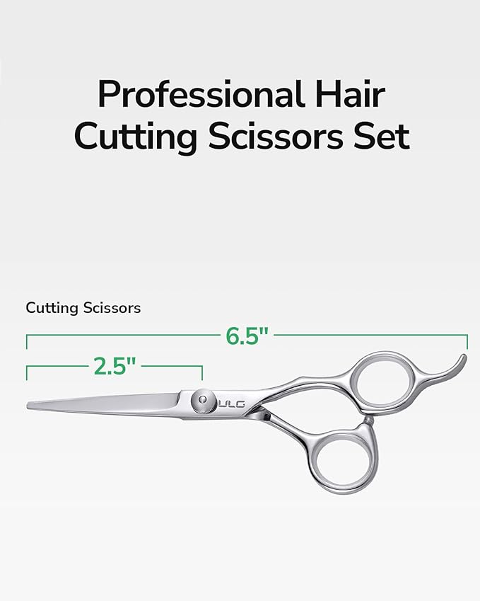 Hair Cutting Scissors, ULG Professional Hair Scissors 6.5” Silver