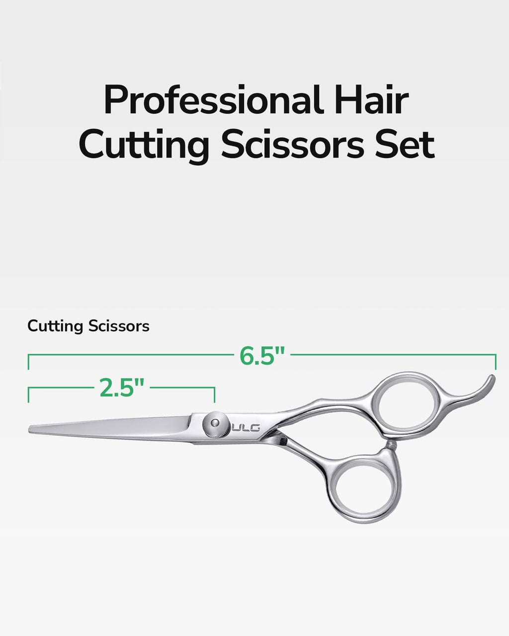 Hair Cutting Scissors, ULG Professional Hair Scissors 6.5” Silver