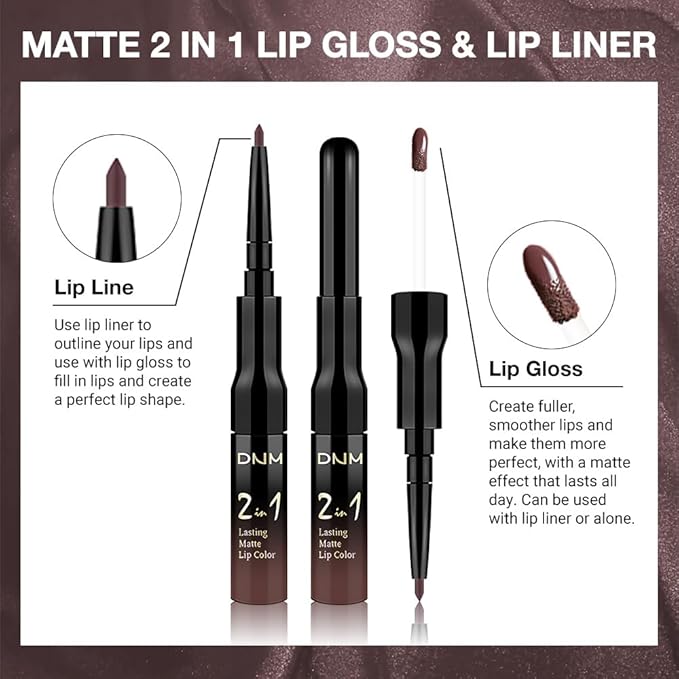 evpct 1Pcs Dark Deep Brown Chocolate Matte Lip Liner and Liquid Lipstick Stain Makeup Set for women, Long Lasting Smudge Proof Lipstick labiales matte mate larga duracion listip 24 hours originales,04