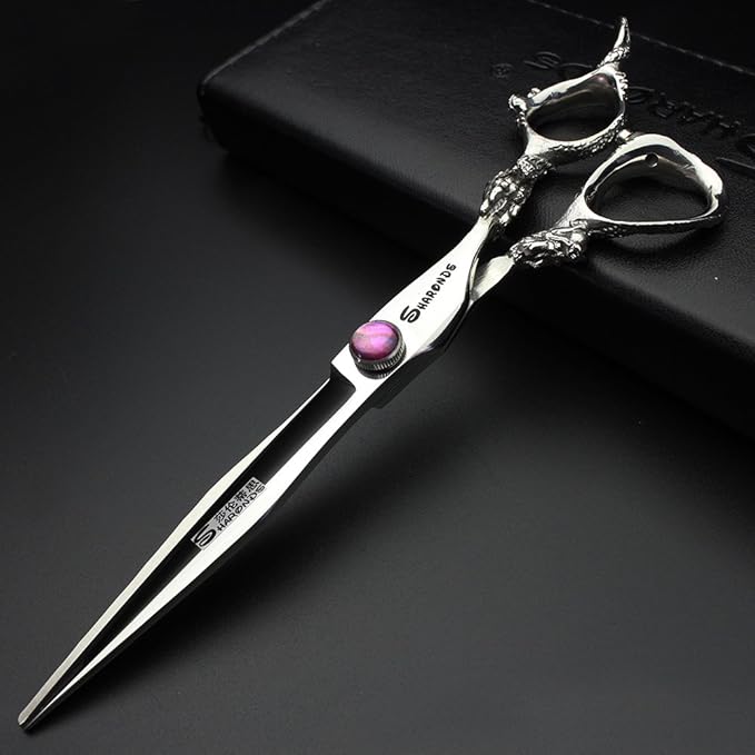 7 inch barber scissors,purple diamond barber scissors(7 Inch Flat-AA)