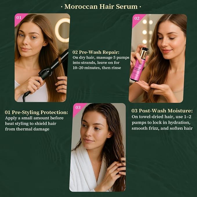 NP NATURES PHILOSOPHY Moroccan Argan Oil & Rosemary Hair Growth Oil Set, Hair Serum, Anti-Frizz, Anti-Hair Loss, Adds Shine, Quickly Absorbed & Non-Greasy, Aussie Hair Products for Men & Women