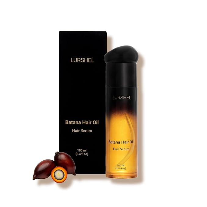 Lurshel Batana Oil hair Serum - Leave-in No Rinse Treatment for Deep Hydration & Nourishment,Frizz Control, Split End Repair, adds Shine, Ideal Solution for Damaged & Dry Hair, (3.4 fl oz)