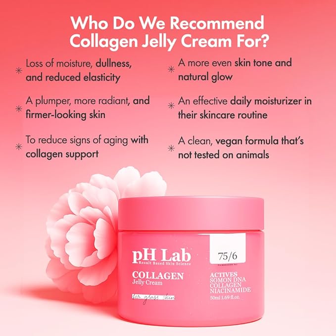 PhLab Collagen Jelly Cream, Boosts Skin Elasticity, Provides Glowing, Hydrating and Plump with Salmon DNA, 1.69 Fl Oz