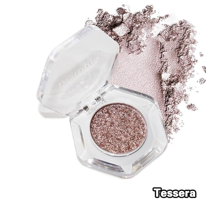 Bistopia Holographic Glitter Single Eyeshadow, Pearlescent Shimmer Metallic Cream Powder Eye Makeup, Blendable Long Lasting Waterproof, Multi-Use Face Highlighter, 2g(Tessera)