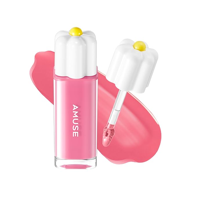 Amuse SEOUL Daisy Flower Dew Tint (07 ROSE WATER) - Glossy Moisturizing Lip Stain, Watery Glow Lip Tint, Long Lasting Color, Dewy Finish, Vegan, Korean Beauty Makeup