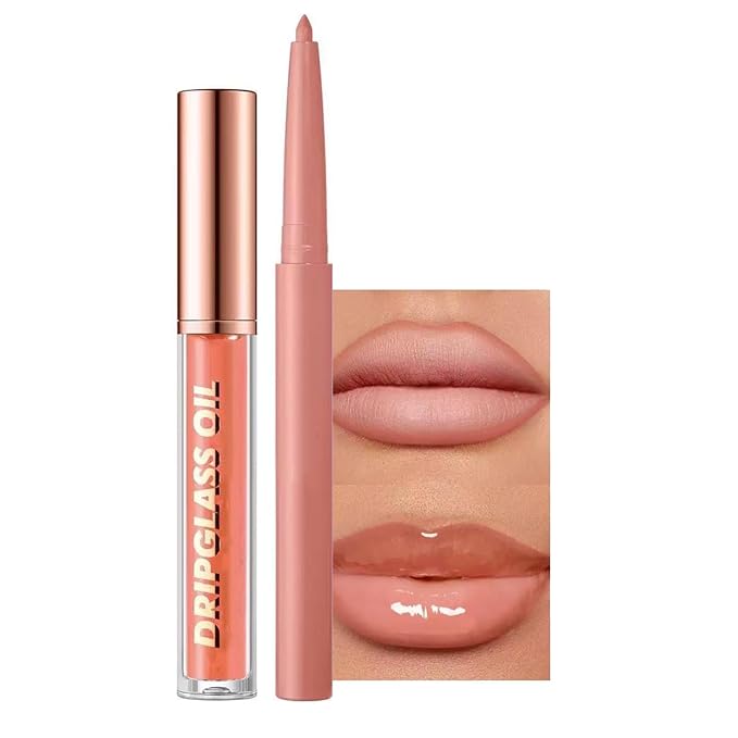 Hyesamyo Nude Lip Liner Waterproof Lip Kit With Lip Liner and Gloss Long Lasting Pluming Smudge proof Highly Pigmented Lip Liner Set with Lipgloss (04# Nude)