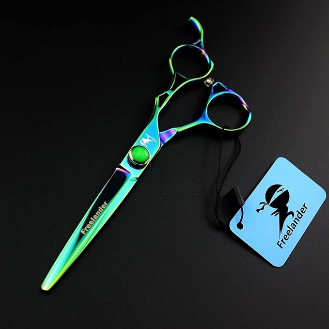 ROCOCO 6.0 Inch Hand Sharpened Hair Cutting Scissors Set with Case - Green