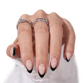 BTArtbox Press On Nails, Black French, Short Almond, Black Nude, 32Ct