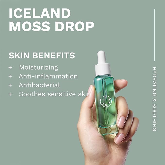 SERUMKIND Iceland Moss Drop Serum, Long-lasting Deep Hydration with Beta Glucan & Panthenol, Soothing & Non-Sticky Moisture Balance, Korean Skincare (1.01 fl oz / 30 ml)