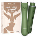 Bikini Trimmer for Women, Flyant 2 in 1 Electric Shaver for Women, Pubic Hair Trimmer Waterproof IPX7 with LED, Bikini Razor for Leg Arm Underarm Bikini Area, Christmas Gifts for Her - Dark Green