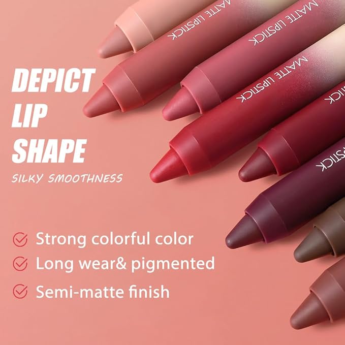 BINGBRUSH 2in1 Matte Lip Liner and Lipstick Combo, Lipstick for Women, Longwear Waterproof Lip Liner Pencil, Matte lipstick Smudge Proof lipstain, Women's Long Lasting Lip Makeup (6#Velvet Crush)