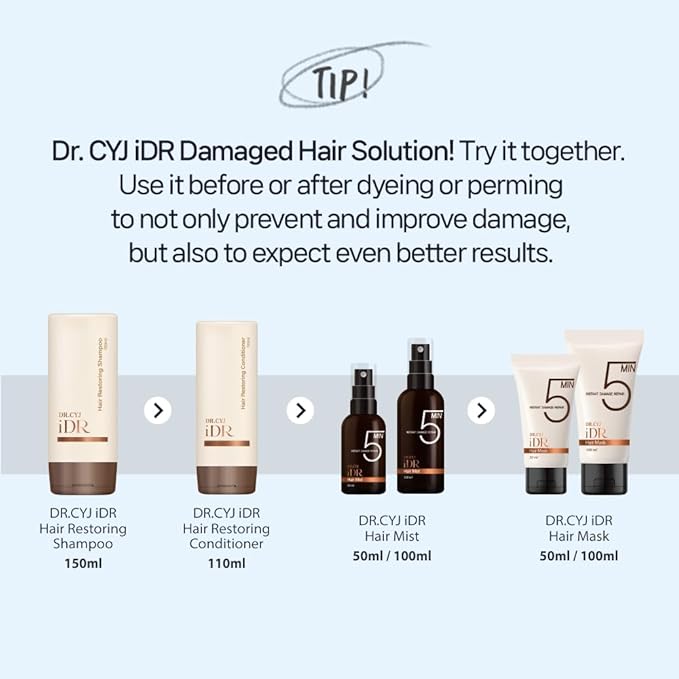 DR.CYJ iDR Instant Damage Repair Hair Mist Peptide Bond Repair Spray for Damaged Hair 5 Minute Transformation Lasts 3 Days 1.69 fl oz