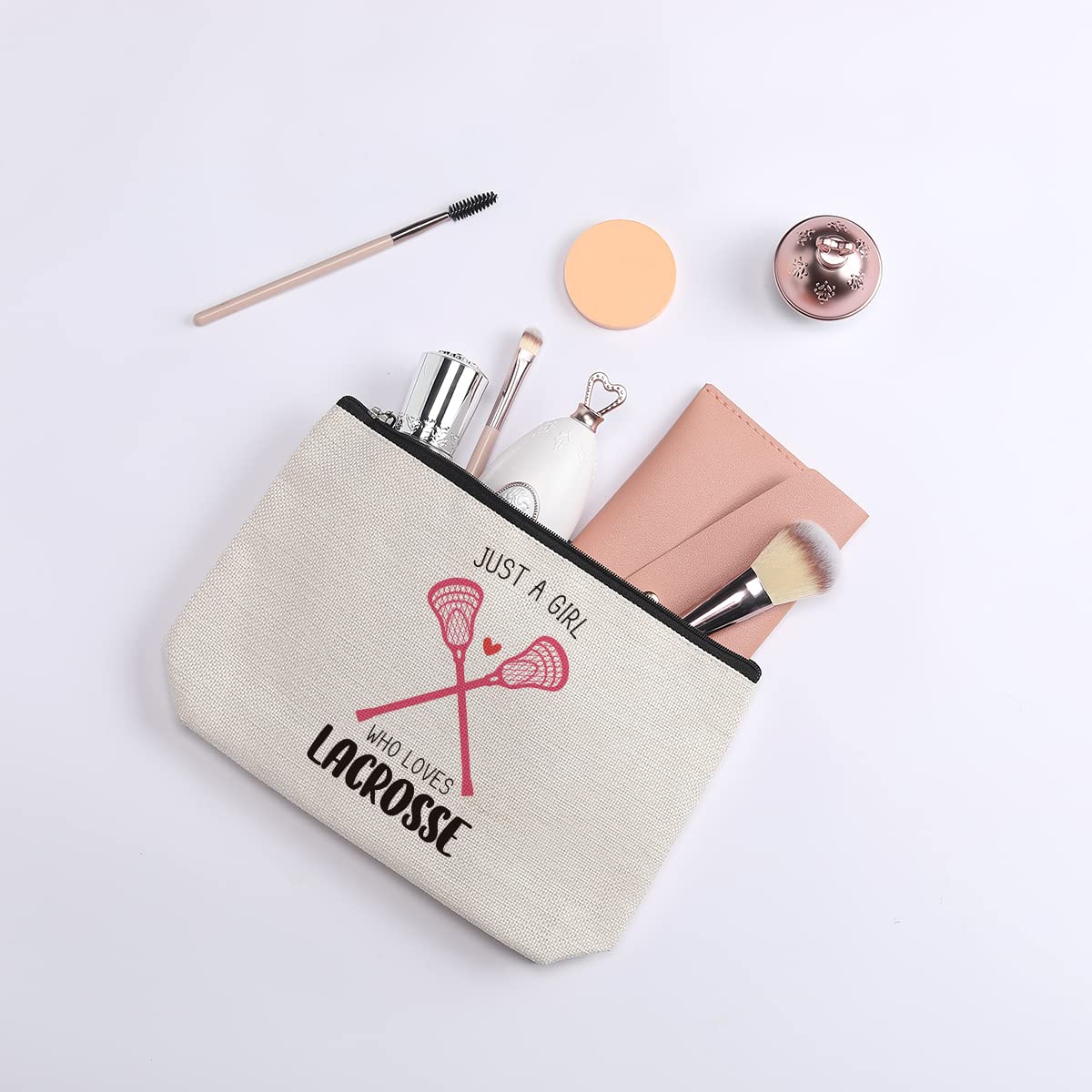 kdxpbpz Lacrosse Gifts Lacrosse Makeup Bag Gifts for Sports Players Team Birthday Gifts for Women Friend Sister BFF Bestie