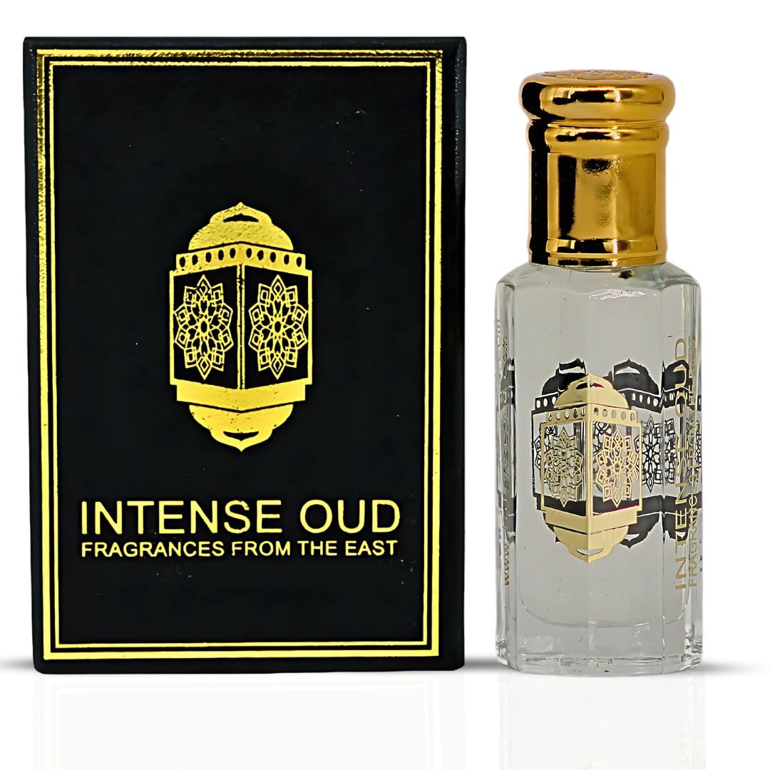 INTENSE OUD Musc Mutasalik Arabian Perfume Oil for Men & Women, Long Lasting Alcohol-Free Concentrated Fragrance,12ml (0.40 oz) in Black Gift Box, White Musk & Rose Notes.