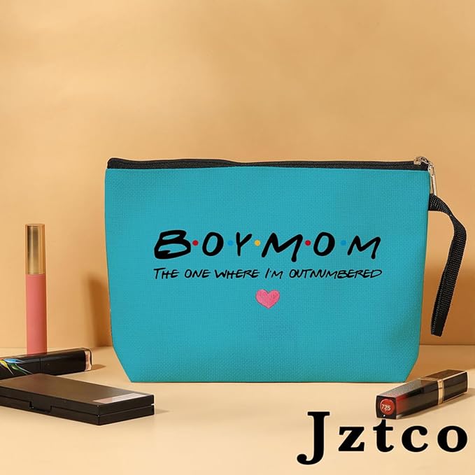 Jztco Boy Mama Makeup Bag, Baby Shower Gifts for Mom First Time Blue