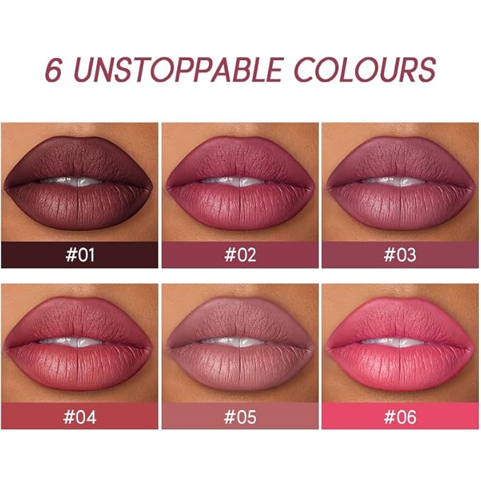 USHAS 2 in 1 Waterproof Lipstick and Lip Liner Combo Set - Long Lasting Matte Lipstick Pen with Lip Liner Set Makeup Kit (G2, Pack of 1)