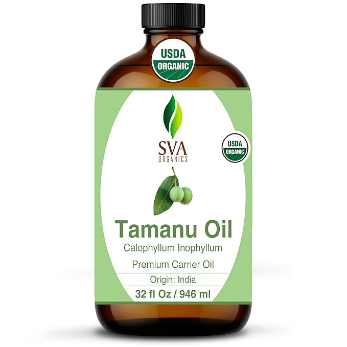 SVA Organic Tamanu Seed Carrier Oil, Huge Glass Bottle, 32 Fl Oz (946 ml)