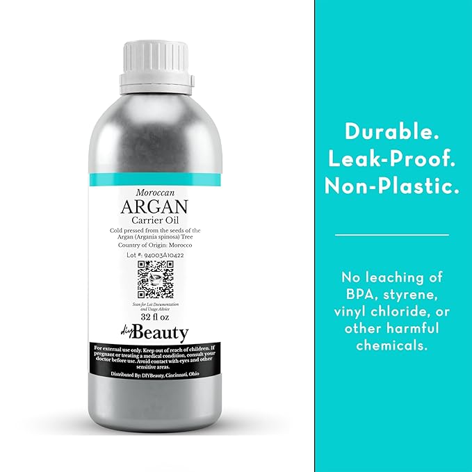 Argan Oil - 16oz Bulk, Cold Pressed 100% Pure Moroccan Carrier Oil