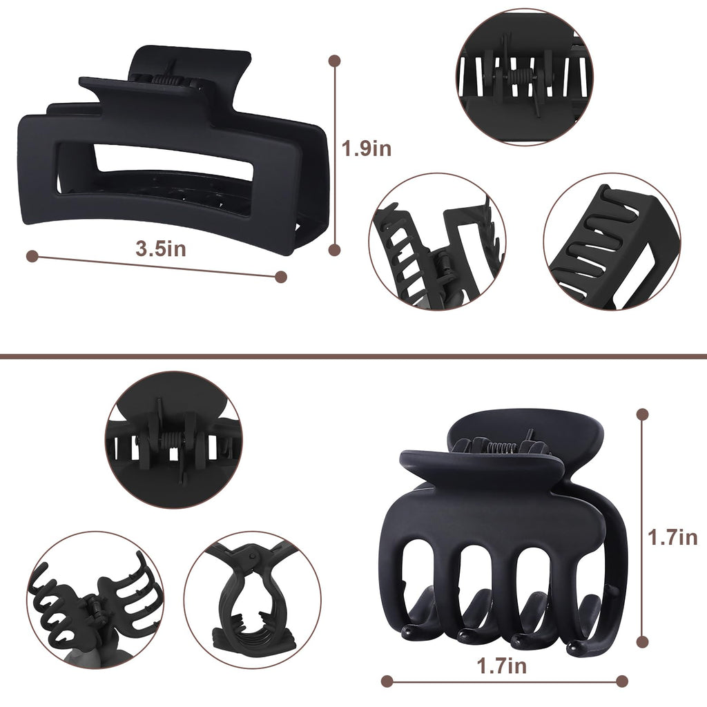 SMKSL Medium Hair Clips for Women 8 Pcs Small Claw for Thin and Thick Hair 2 Styles Clips for Hair Combination Rectangle Jaw Clips Hair Accessories for Women and Girls (Black)