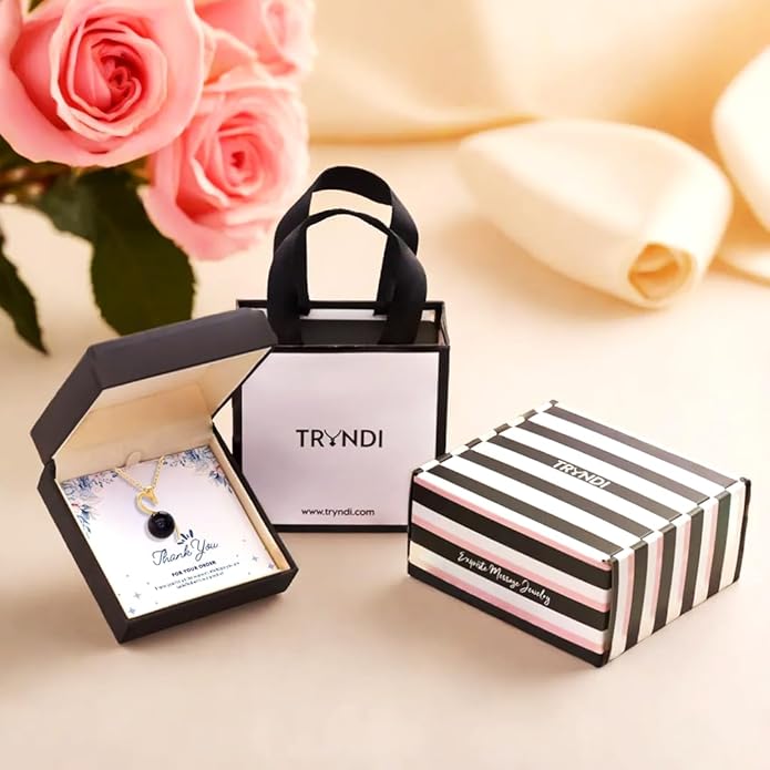 TRYNDI Real Tahitian Black Pearl Necklace Gifts for Women - Larger 11-12mm Luxury Pearl, Mothers Day Gifts For Wife - Christmas Valentines Soulmate Necklace For Women (Black Pearl Twist)