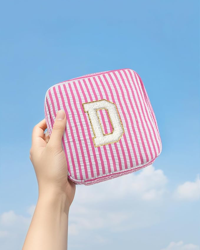 LETGO Easter Basket Gifts for Girls Teen Girl - Pink Preppy Makeup Bag Best Friend Birthday Gifts Teacher Gifts for Women Wedding Gifts Bridesmaid Gifts Daughter Teacher Wife Gifts Teen Girl Gifts