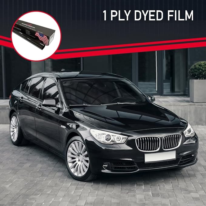 United Window Tint Universal Black 50% VLT 24" in x 100'Ft Standard Dyed 1Ply Film Black Color - Privacy Window Tint for Car, Home, Blocks UV/IR Rays, Reduce Heat & Glare Adhesive Window Film