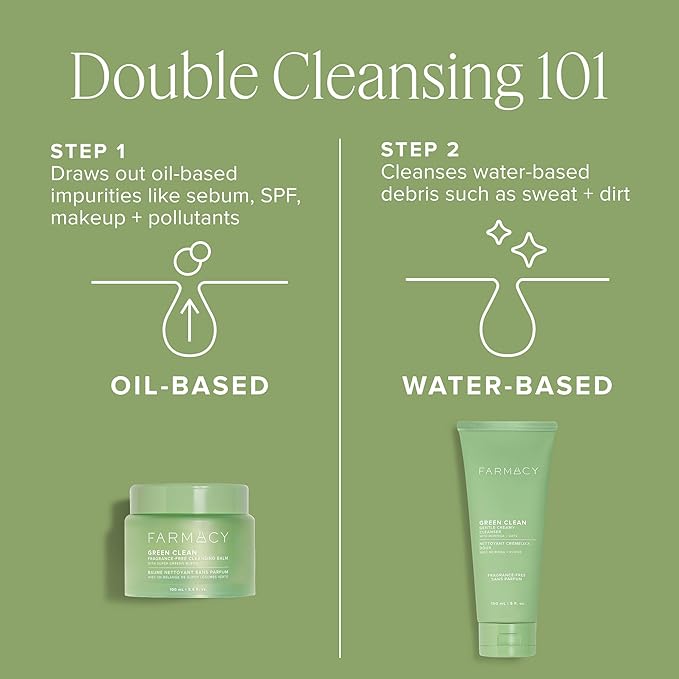 Farmacy Sensitive Skin Makeup Remover Cleansing Balm - Green Clean Waterproof Makeup Remover Balm + Oil Cleanser for Face - Melts Make Up + SPF - Hydrates + Softens Skin - Fragrance-Free (100ml)
