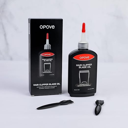 Opove Premium Hair Clipper Blade Lubricating Oil for Clippers, Trimmers, Groomers, Rust Prevention, 4.05oz/120ml, 1 Pack with Clean Brushes