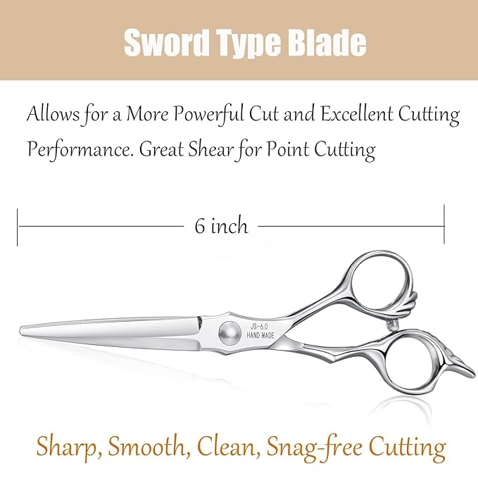 JASON Hair Cutting Scissors Set - 6" Professional Haircut Trimming Shears