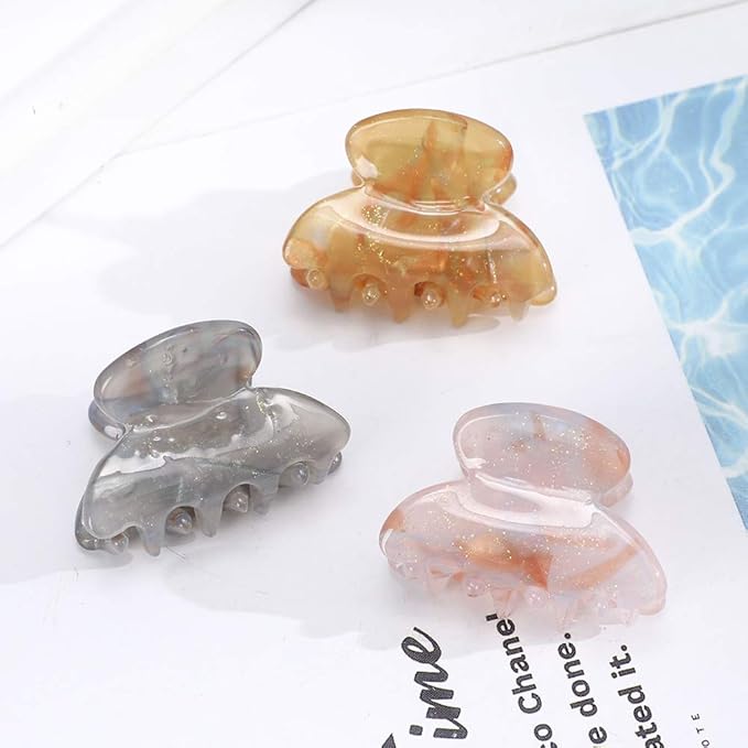 CHLINS 12 Pcs Small Hair Clips for Women, Cute Acrylic Mini Claw Clips Accessories for Thin Fine Hair, Non-Slip Little Jaw Clamps for Half Updo Styling & Bangs