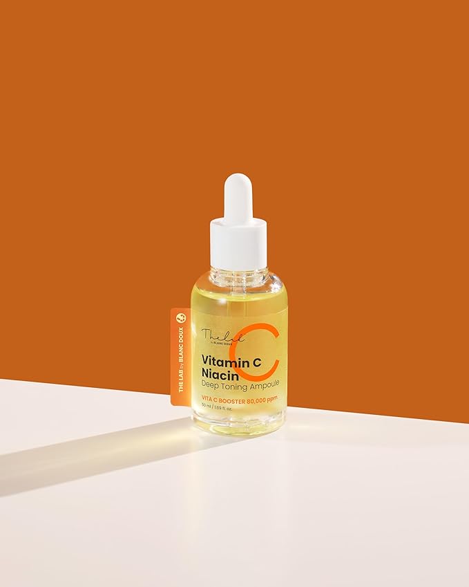 THE LAB by BLANC DOUX Vitamin C Niacin Deep Toning Ampoule, Vita-C Booster Complex Face Serum with Niacinamide, Tranexamic Acid & Glutathione, Lightweight Korean Glow Serum, 1.69 fl oz