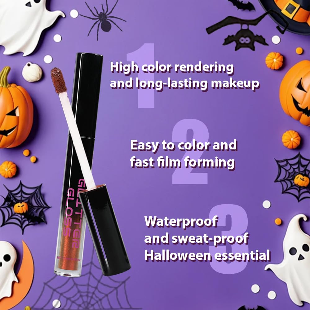 CAKAILA Golden Brown Metallic Lipstick for Women,Glitter Sparkling Liquid Lipstick,Long Lasting Waterproof Lightweight Comfortable Non-Drying Bold Dark Lip Gloss for Gothic Stage Makeup,Vegan