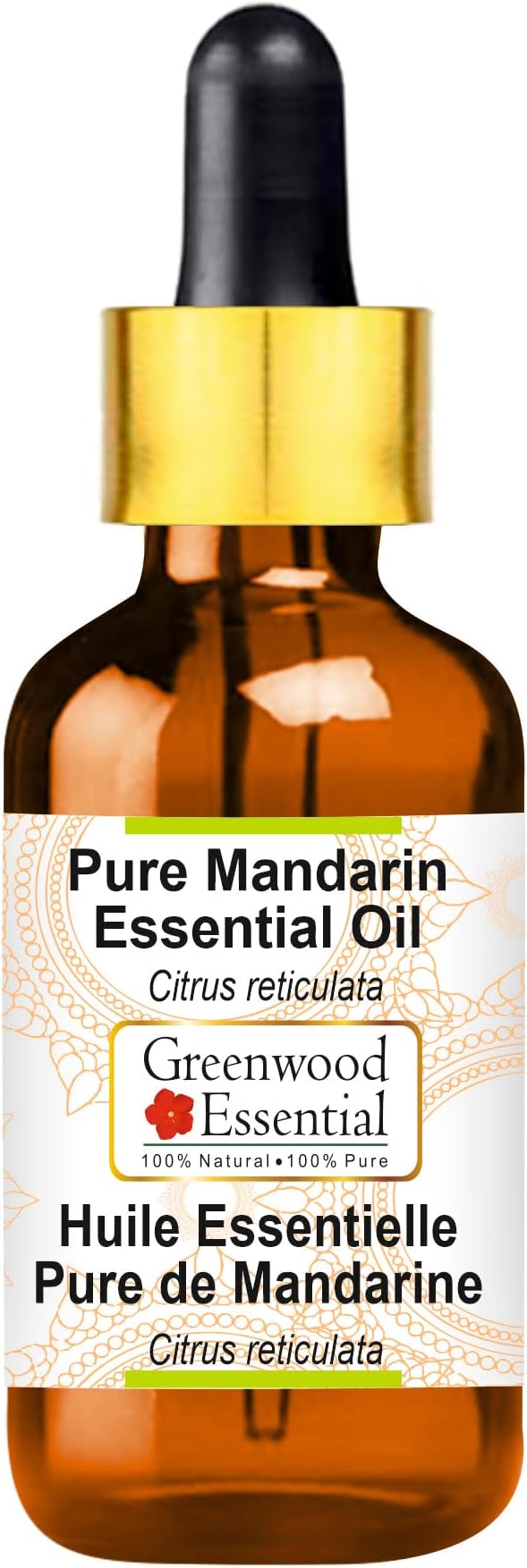 Greenwood Essential Pure Mandarin Essential Oil (Citrus reticulata) with Glass Dropper Steam Distilled 30ml (1.01 oz)