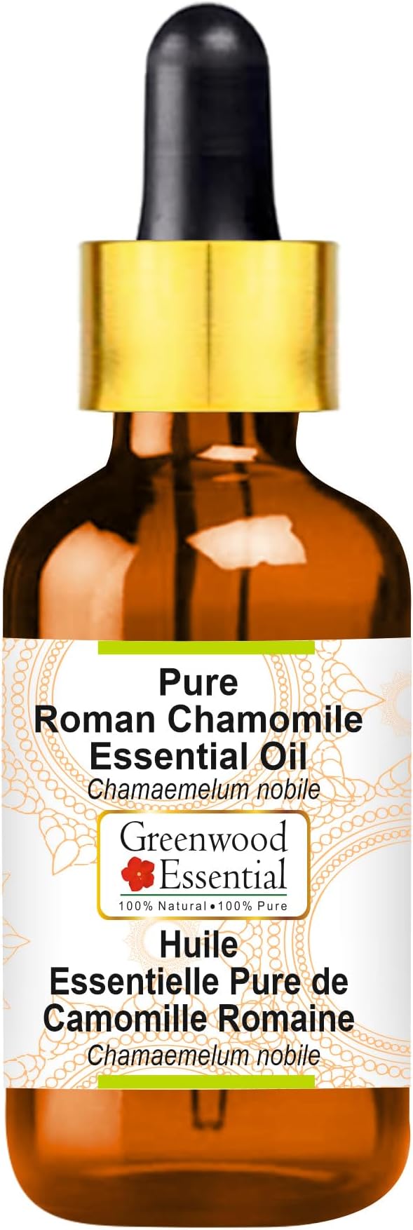 Greenwood Essential Pure Roman Chamomile Essential Oil (Chamaemelum nobile) with Glass Dropper Steam Distilled 30ml (1.01 oz)