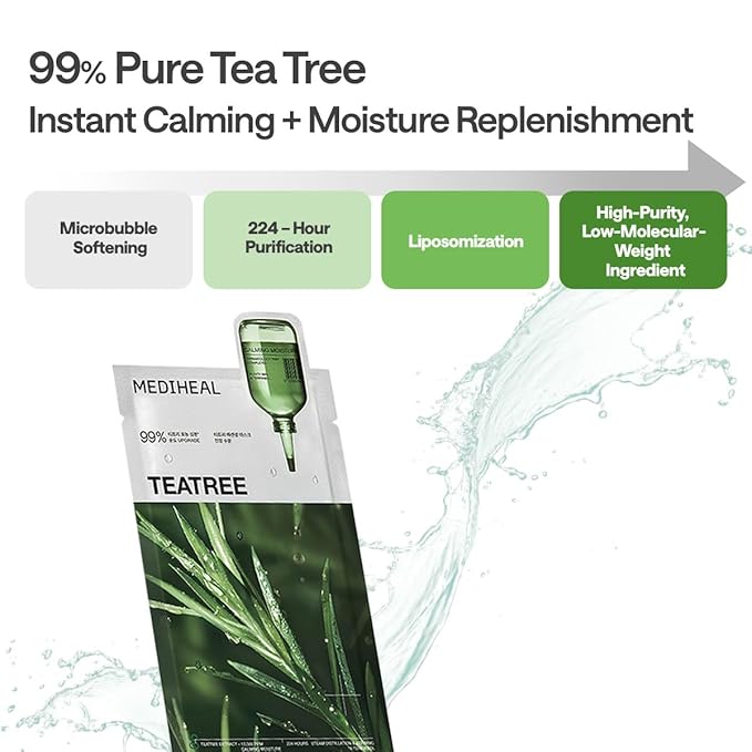 MEDIHEAL Tea Tree Essential Face Sheet Mask, Calming Moisture (10ea)