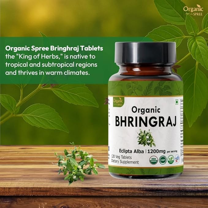 ORGANIC SPREE Bhringraj 120 Tablets - USDA Organic Bhringraj (Eclipta alba) Supplement, Supports Hair Nourishment* - Pack of 2